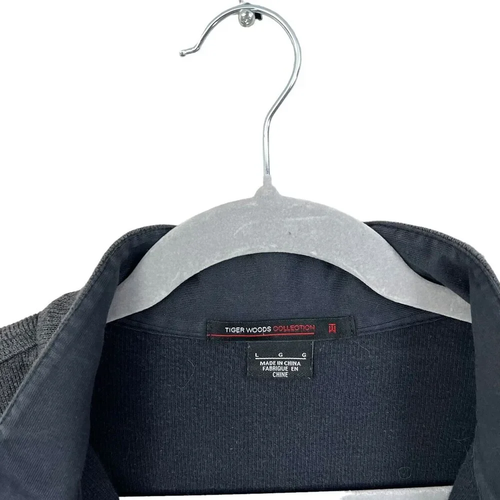 Tiger Woods Collection Mens Golf Knit Sweater Mock Neck Quarter Zip Gray Sz L*
